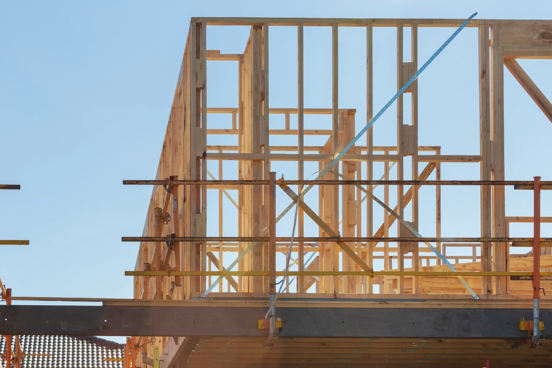 Timber-framed residential development under construction